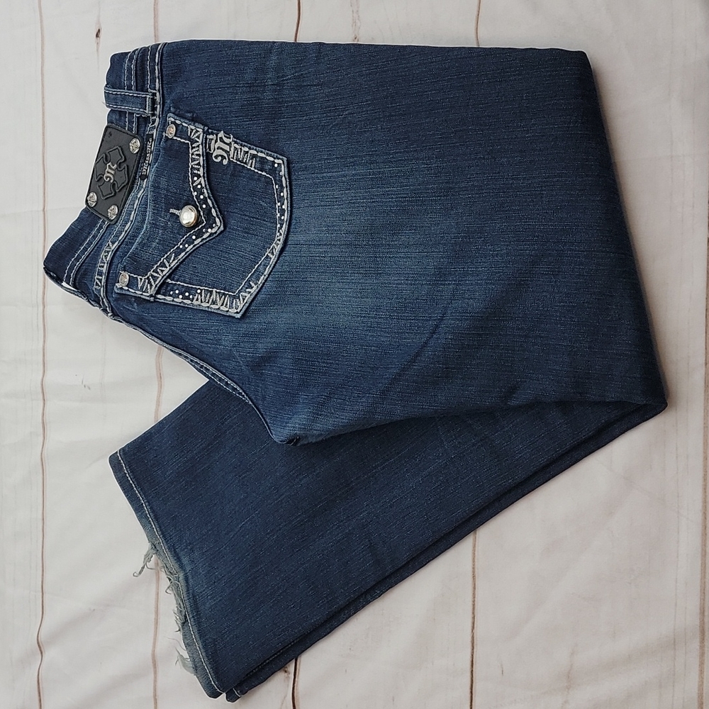 Miss Me Easy Boot Relaxed Fit size 31 Long Jeans Bling
